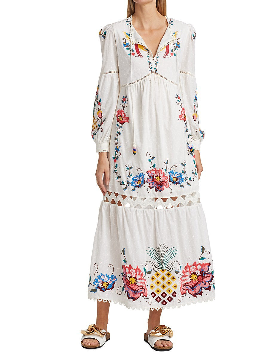 Macaw Cross Stitch Embroidered Dress