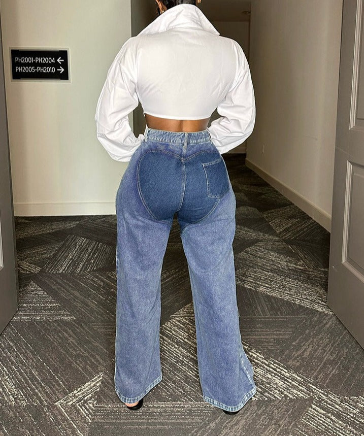 High Waist Twisted Denim Jeans