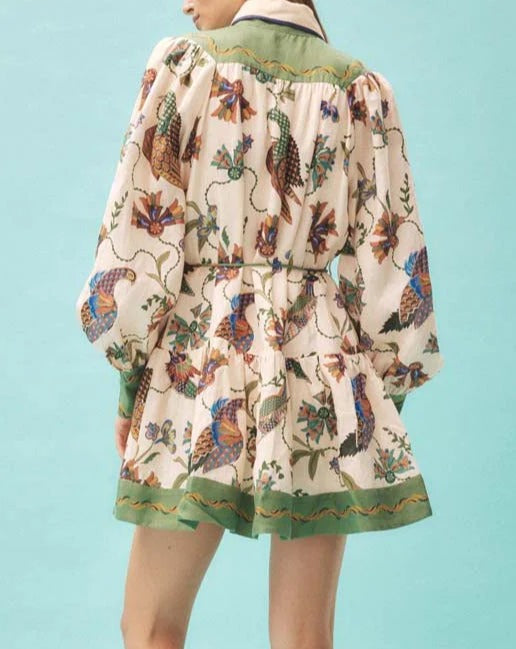 Birdie Print Mini Dress