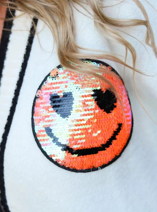 Smiley patch cardigan