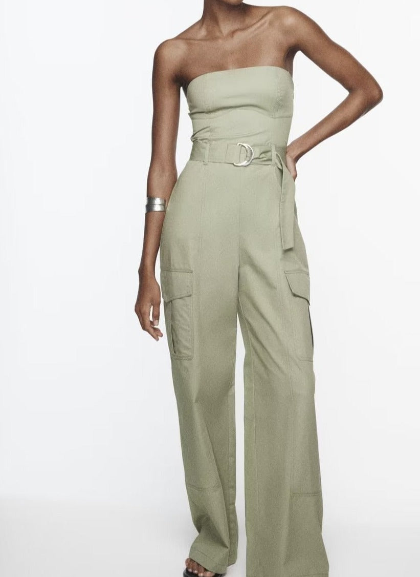 Buckle Bandeau Multi-Pocket Jumpsuit