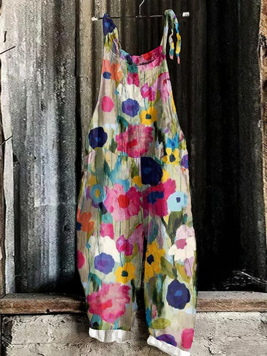 Colorful Ink Print Loose Casual Jumpsuit