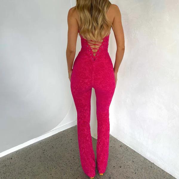 Lace-Up Stylish Lace Jumpsuit