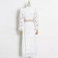 V-neck lace white dress
