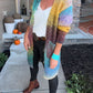 Knitted Sweater Loose Rainbow Cardigan