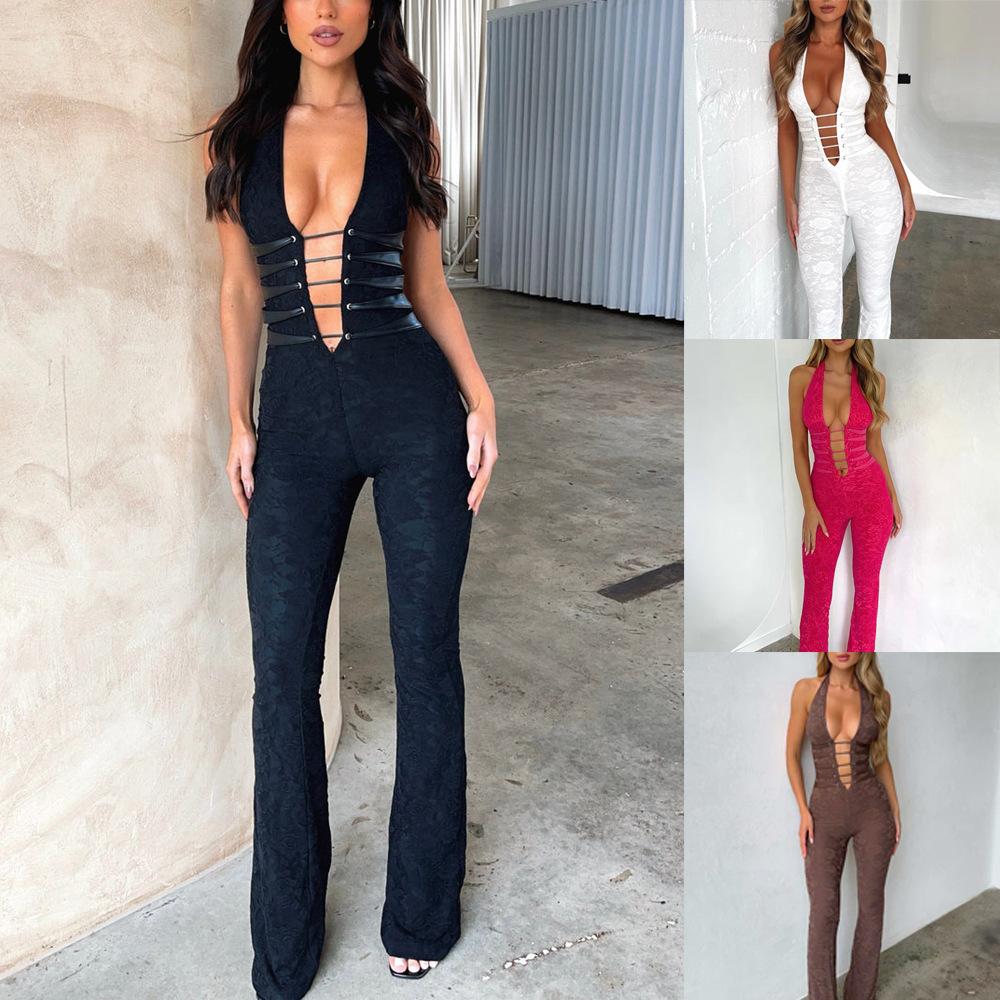 Lace-Up Stylish Lace Jumpsuit