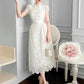 Hollow white lace long dress