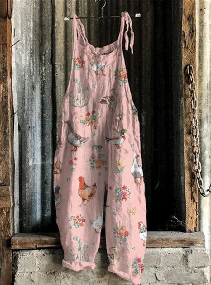 Duck Print Loose Casual Jumpsuit