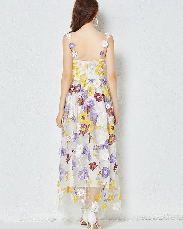 Embroidered floral camisole dress