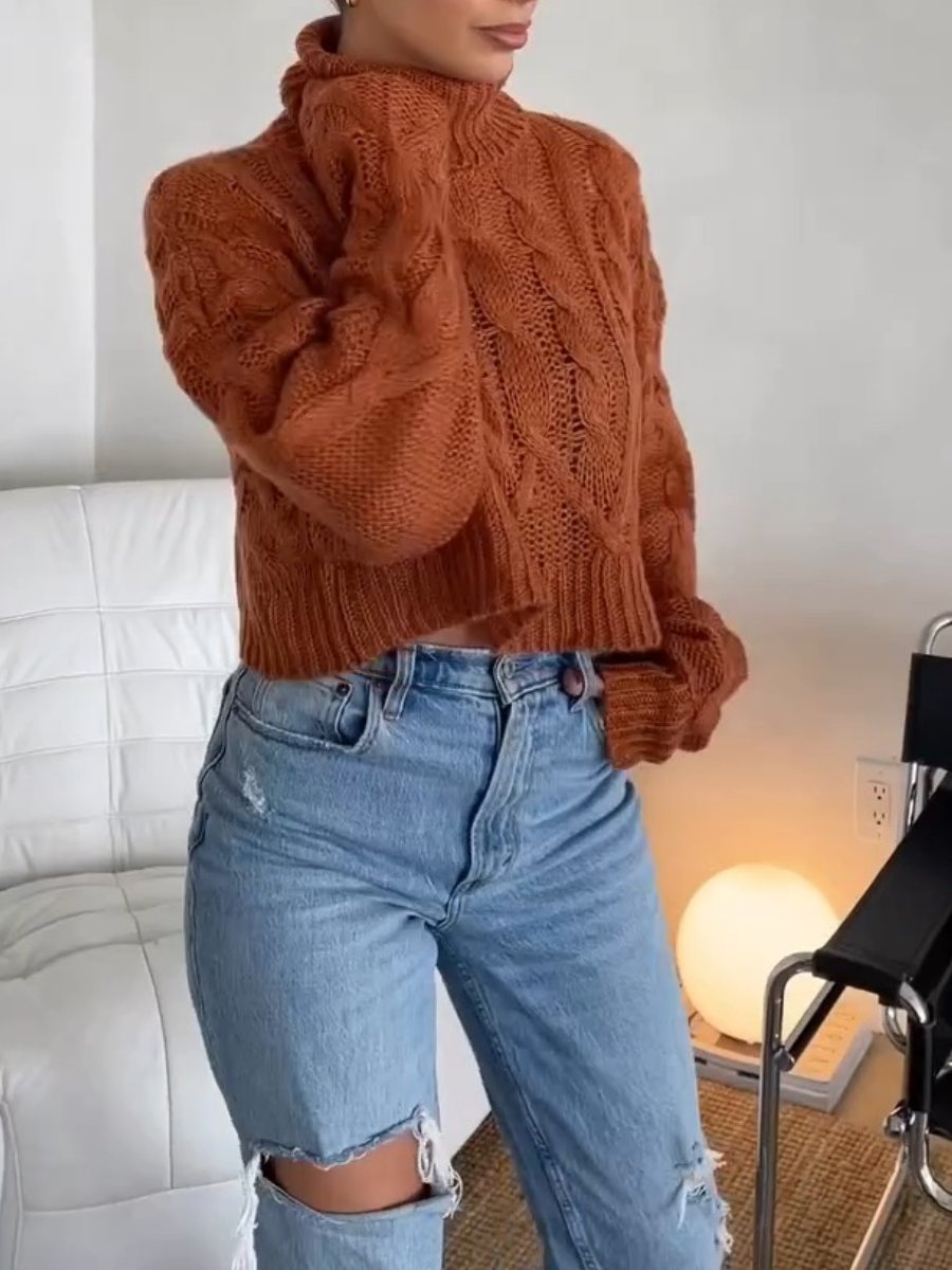 Modern Cable Turtleneck Sweater
