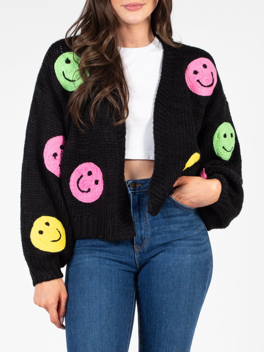 Smiley Face Open Cardigan