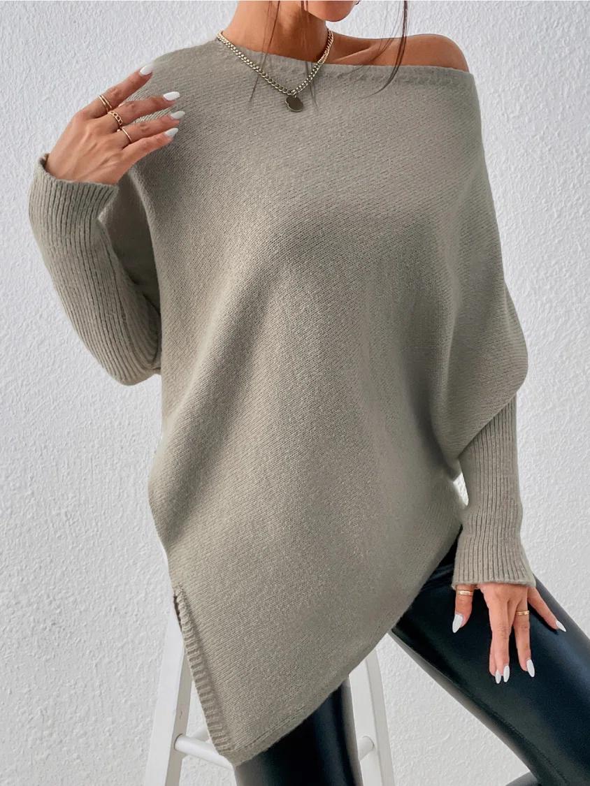 Baggy Plain Long Sleeve Sweater