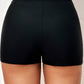 Mid Waisted Black Elastic Detail Swimwear Shorts