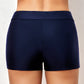 Skinny Navy Blue Mid Waist Swim Shorts