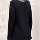 Black Decorative Button Chevron Print Long Sleeve Sweatshirt