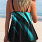 Ombre Double Straps Cyan Tankini Top