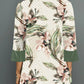 3/4 Sleeve Floral Print Faux Two Piece Blouse