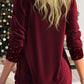 Sequin Wine Red Square Neck T Shirt
