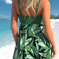 Bowknot Green Leaf Print Swimdress Top