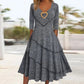 Comfy Gray Heart Decoration Layered Plain Midi Dress