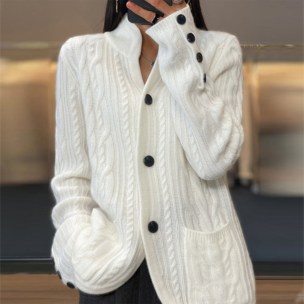 Simple White Plain V-Neck Sweater