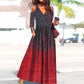 Showy 3/4 Sleeve Red Maxi Dress