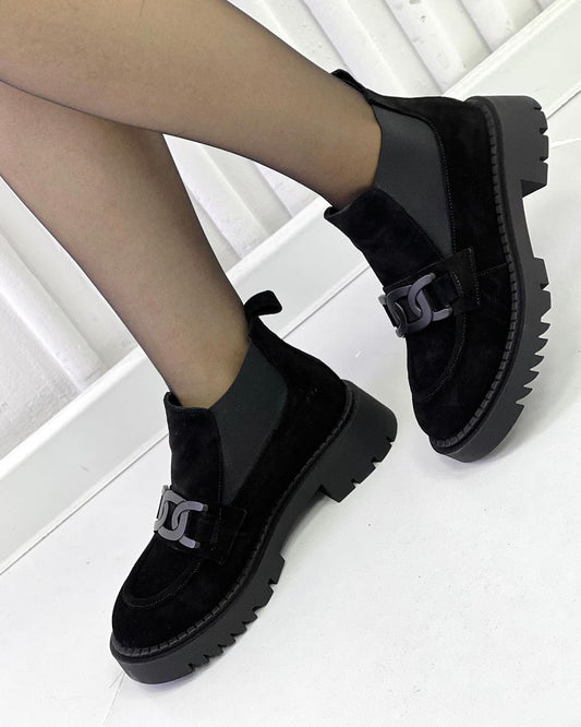 Casual Low Top Black Suede Boots