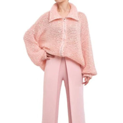 Pink Sequins Handmade Cardigan