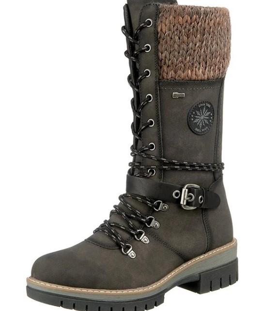 Women's Buckle Lace Knitted Mid-calf Boots