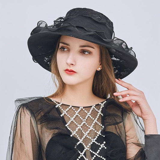 New Foldable Lace Bow Sun Hat