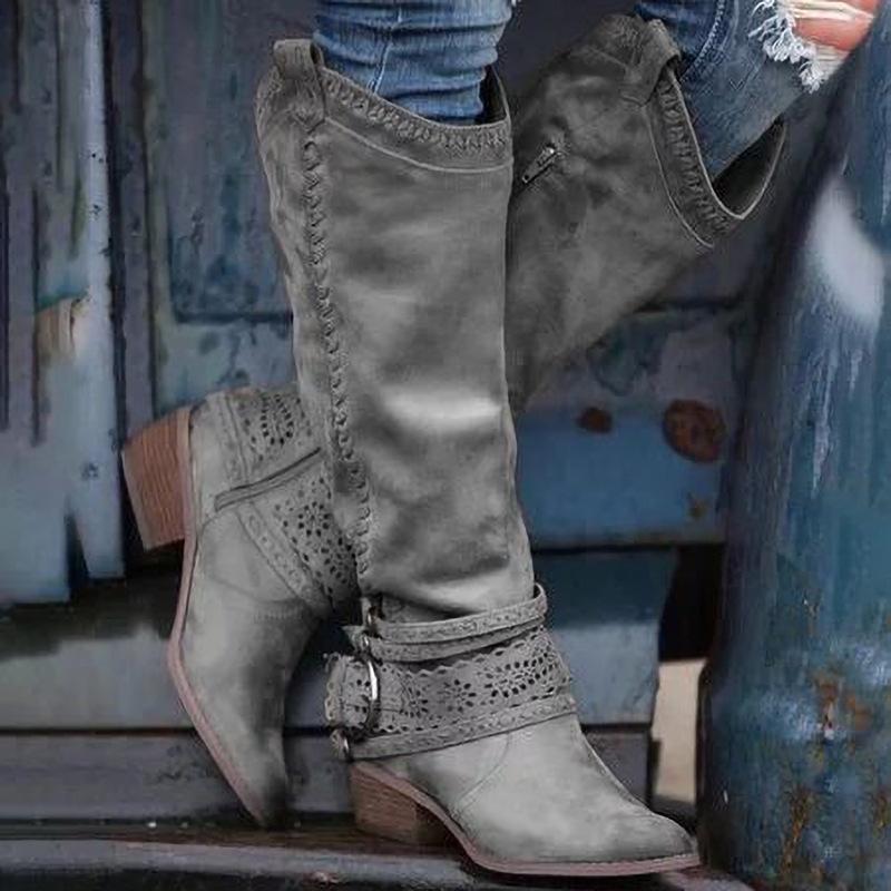 Women's Cowboy Boots Fashion Vintage Side Zipper Knee Tall Boots(Buy 2 Free Shipping✔️)