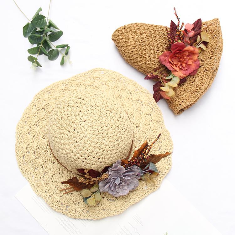 Flower tie straw hat