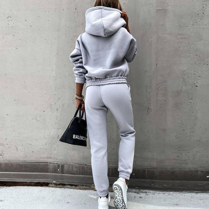 Urban Casual Solid Color Hooded Fashion Suit