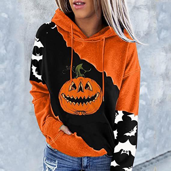 Halloween Pumpkin Print Hoodie