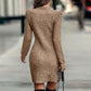 Long Sleeve Round Neck Deep Plain Sweater Dress