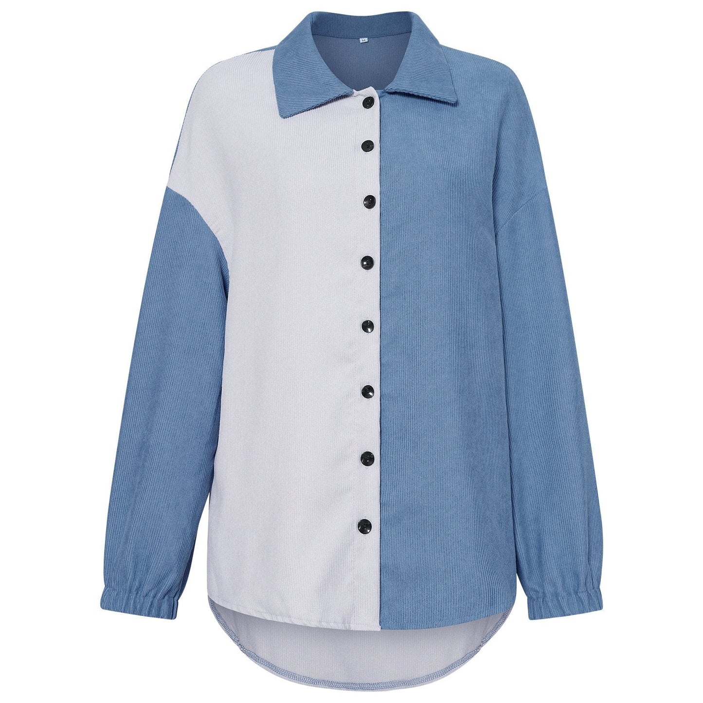 Dusty Blue Button Long Sleeve Shirt Collar Blouse
