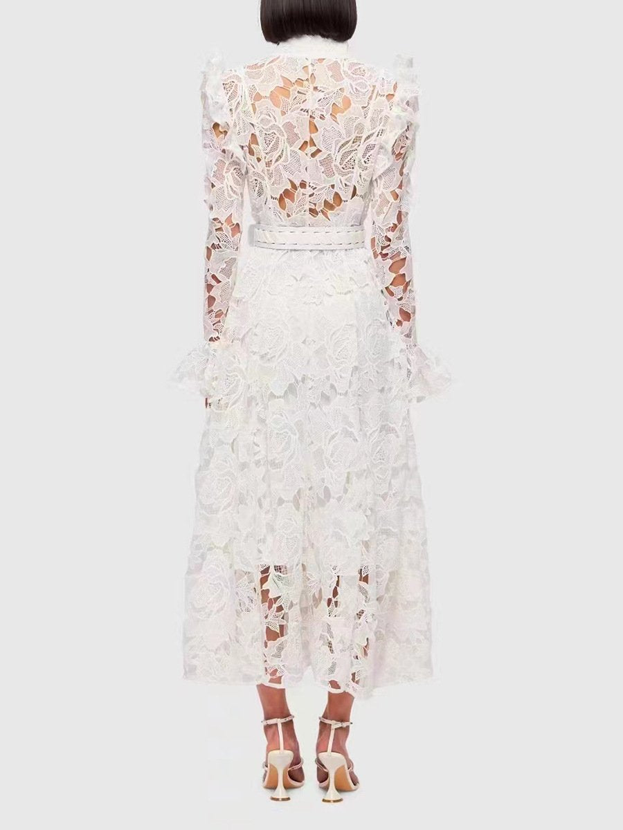 Lace Butterfly Sleeve Midi Dress