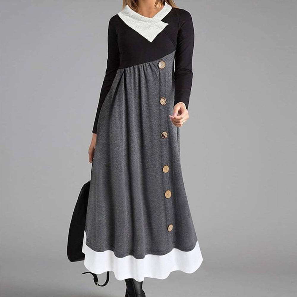 Trendy Long Sleeve Print Midi Dress