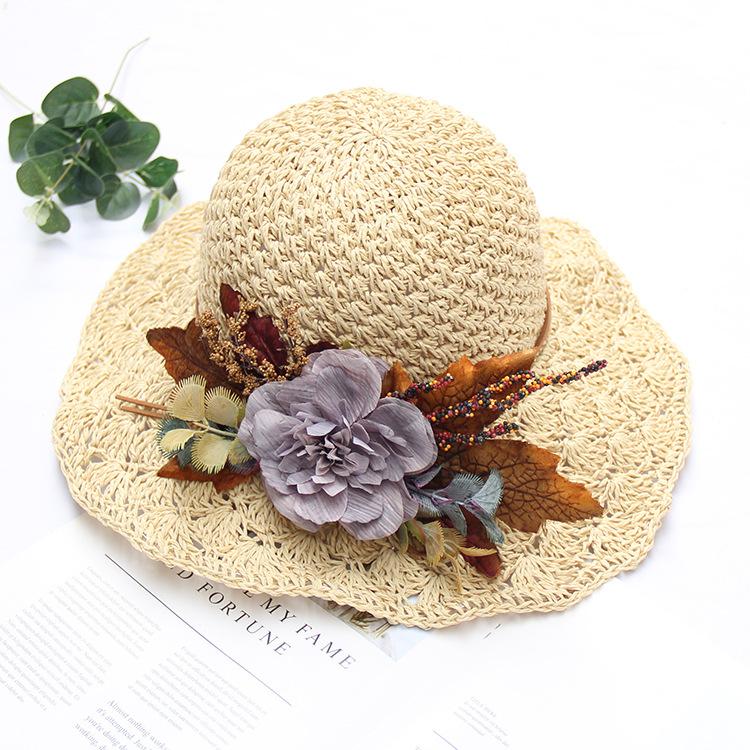 Flower tie straw hat