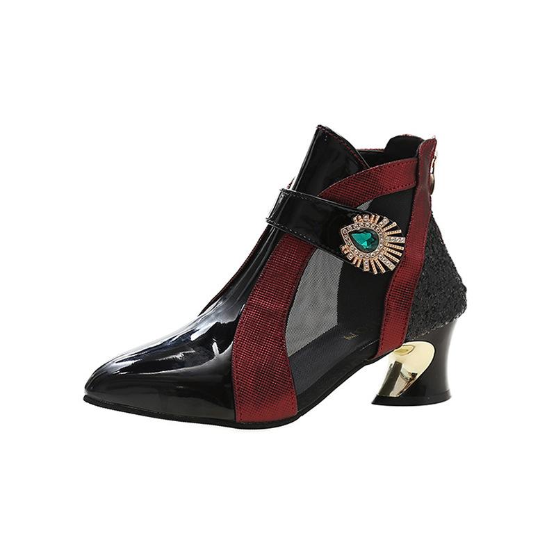 Women's Fashionable Rhinestone Mesh Pointed Toe Boots