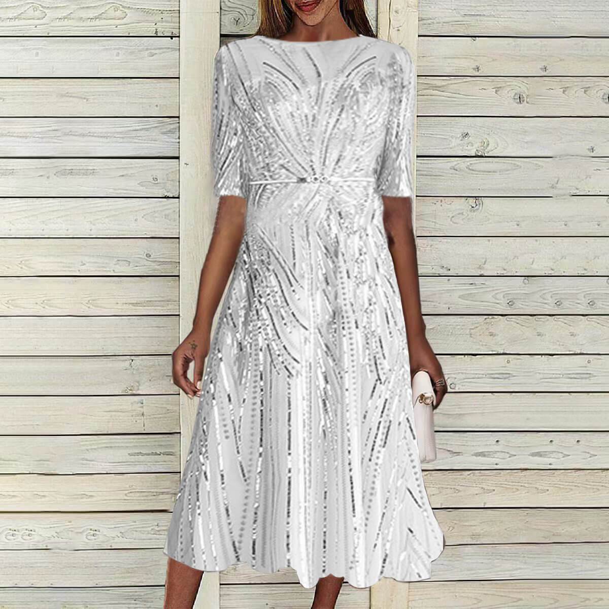 Printed Medium Sleeve Midi Dress