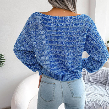 Off Shoulder Long Sleeve Knitted Sweater