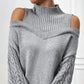 Gray Cold Shoulder Knit Sweater Dress