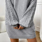 Gray Cold Shoulder Knit Sweater Dress