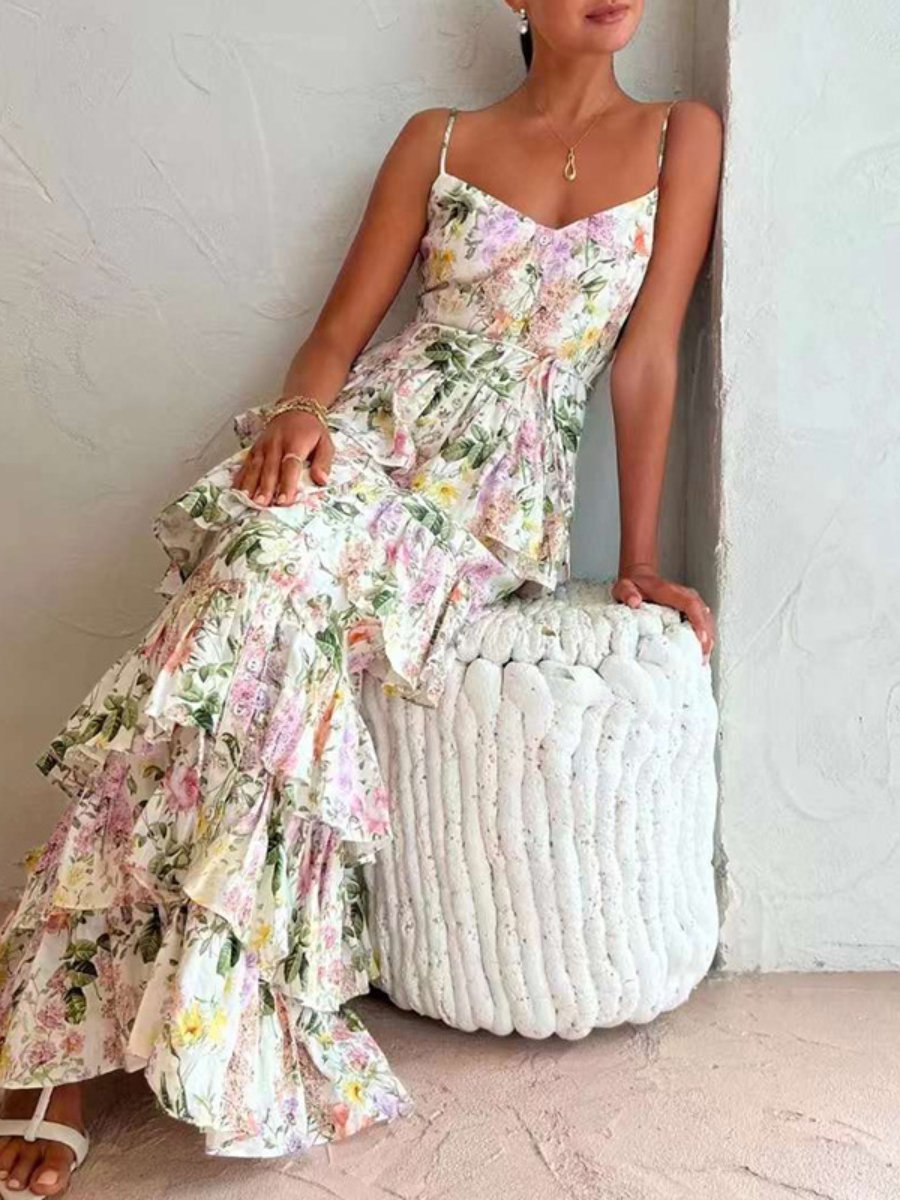 Elegant Laminar Print Maxi Dress